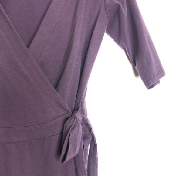 Synergy Organic Cotton Purple Bird Wrap Dress - Picture 2 of 6